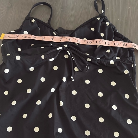 Lands End Tankini Swimsuit Top Polka Dot Tie Black and White Underwire Size 12 - Picture 5 of 9